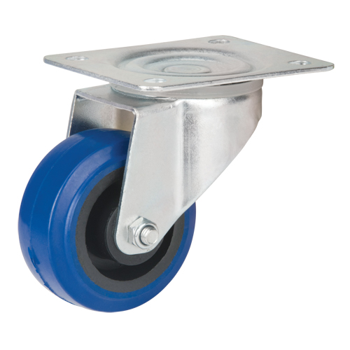 Blue Caster, Swivel, 3" (76 mm), Rubber, 285 lbs. (129 kg.) D. Morneault & Fils