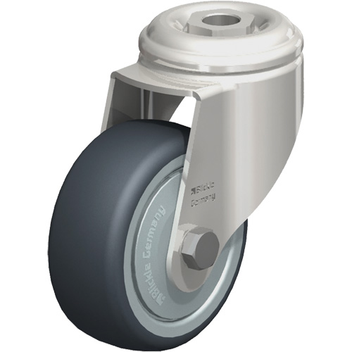 Roulette en &eacute;lastom&egrave;re thermoplastique acier inoxydable, Pivotant, Diam&egrave;tre 3-1/8" (79,5 mm), Capacit&eacute; 220 lb (100 kg) D. Morneault & Fils