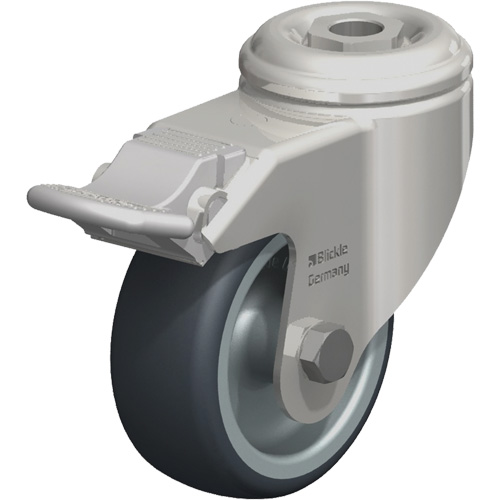 Roulette en &eacute;lastom&egrave;re thermoplastique acier inoxydable, Pivotant avec frein, Diam&egrave;tre 3-1/8" (79,5 mm), Capacit&eacute; 220 lb (100 kg) D. Morneault & Fils