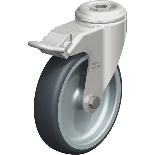 Roulette en &eacute;lastom&egrave;re thermoplastique acier inoxydable, Pivotant avec frein, Diam&egrave;tre 5" (127 mm), Capacit&eacute; 265 lb (120 kg) D. Morneault & Fils