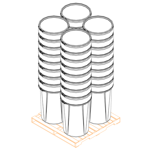 Nestable Polyethylene Drum, 55 US gal (45 imp. gal.), Open Top, Yellow D. Morneault & Fils