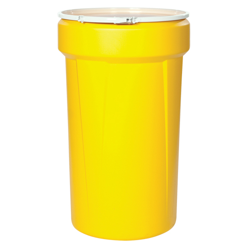 Nestable Polyethylene Drum, 55 US gal (45 imp. gal.), Open Top, Yellow D. Morneault & Fils