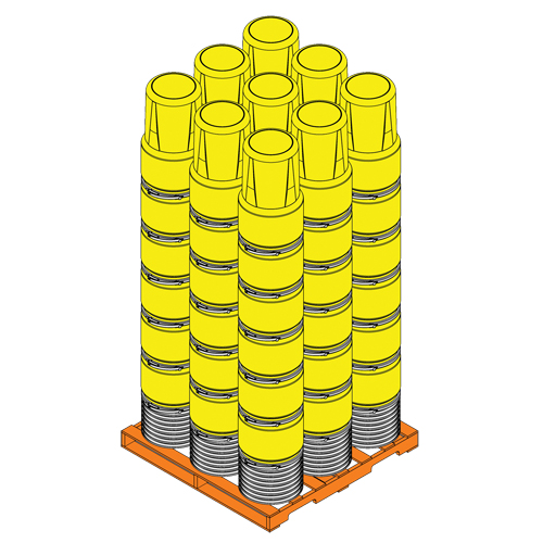 Nestable Polyethylene Drum, 14 US gal (11.7 imp. gal.), Open Top, Yellow D. Morneault & Fils