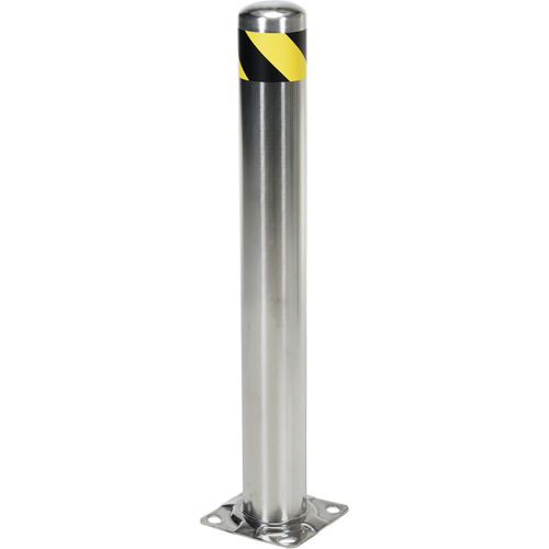 Safety Bollard, Stainless Steel, 36" H x 8" W, Silver D. Morneault & Fils