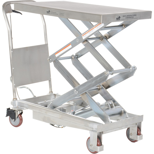 Table &eacute;l&eacute;vatrice hydraulique manuelle &agrave; ciseaux, 35-1/2" lo x 20" la, Partiellement en acier inoxydable, Capacit&eacute; 800 lb D. Morneault & Fils