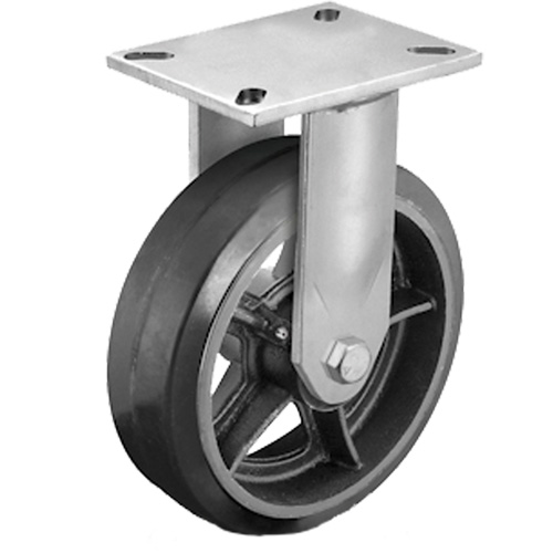 Heavy-Duty Plate Caster, Swivel, 6" (152.4 mm), Rubber, 450 lbs. (204 kg.) D. Morneault & Fils