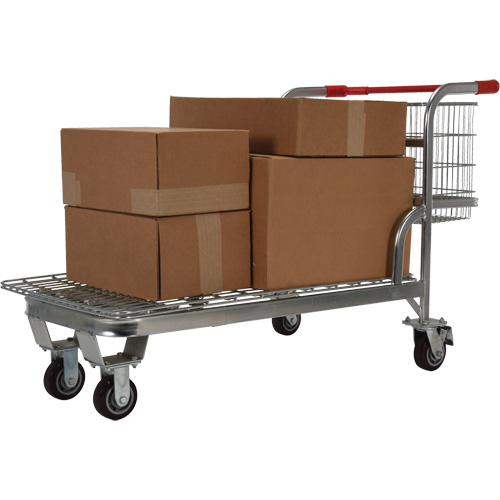 Nestable Wire Cart, Steel, 28-3/4" x 37-1/16" x 59-5/8", 275 lbs. Capacity D. Morneault & Fils