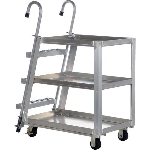 Stockpicker Truck, Aluminum, 21-7/8" W x 40" D, 3 Shelves, 660 lbs. Capacity D. Morneault & Fils