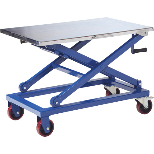 Manual Scissor Lift Table, 37" L x 23-1/2" W, Steel, 660 lbs. Capacity D. Morneault & Fils