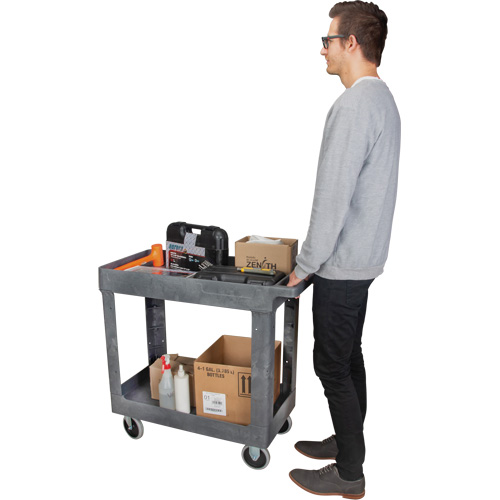 Chariot utilitaire pour l'entretien, 2 tiers, 16-1/2" x 32-1/2" x 34-1/2", Capacit&eacute; 550 lb D. Morneault & Fils