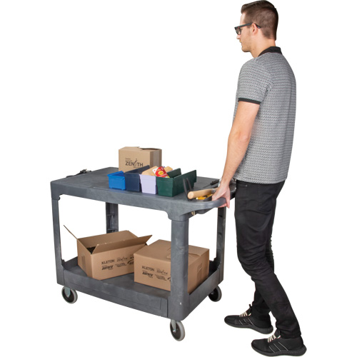 Chariot utilitaire pour l'entretien avec tablette plate, 2 tiers, 25-1/4" x 32-1/4" x 44", Capacit&eacute; 550 lb D. Morneault & Fils