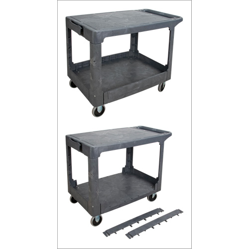 Chariot utilitaire pour l'entretien avec tablette plate, 2 tiers, 25-1/4" x 32-1/4" x 44", Capacit&eacute; 550 lb D. Morneault & Fils