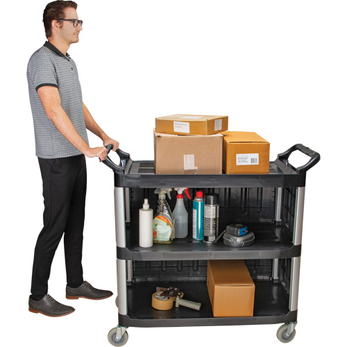 Utility Cart, 3 Tiers, 19-3/4" x 37-1/2" x 40-1/4", 250 lbs. Capacity D. Morneault & Fils