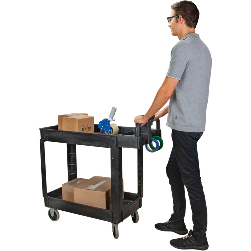 Utility Cart, 2 Tiers, 17-1/8" x 33-1/2" x 37-5/8", 550 lbs. Capacity D. Morneault & Fils