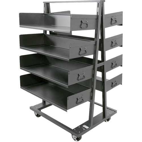 Double-Sided Heavy Duty A-Frame Cart with 8 Large Trays, 38" x 30" x 63", 2500 lbs. Capacity D. Morneault & Fils