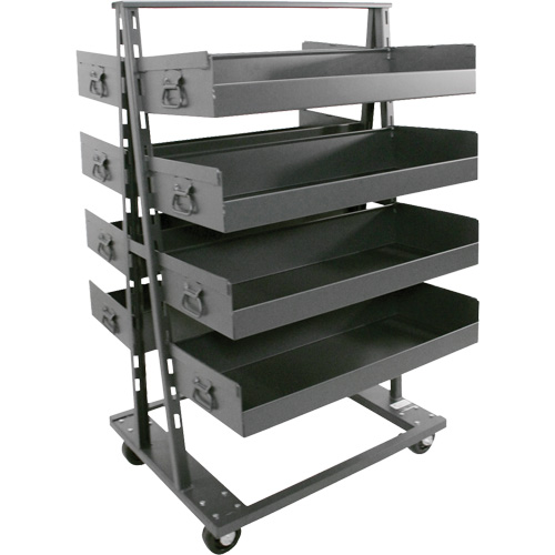 Double-Sided Heavy Duty A-Frame Cart with 8 Large Lipped Trays, 38" x 30" x 63", 2500 lbs. Capacity D. Morneault & Fils