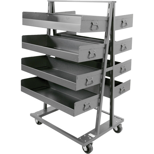Double-Sided Heavy Duty A-Frame Cart with 8 Large Lipped Trays, 38" x 30" x 63", 2500 lbs. Capacity D. Morneault & Fils