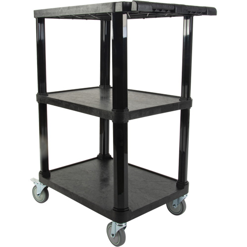 Utility Cart with Flat Shelf, 3 Tiers, 18-1/8" x 37-3/8" x 27-3/4", 330 lbs. Capacity D. Morneault & Fils