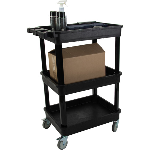 Utility Cart with Deep Lip Shelf, 3 Tiers, 19" x 39-1/2" x 28-1/4", 330 lbs. Capacity D. Morneault & Fils
