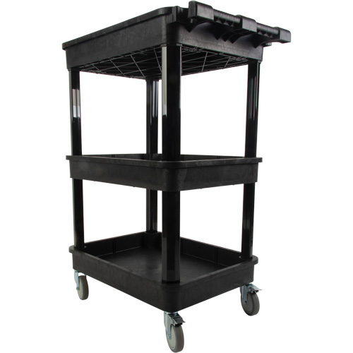 Utility Cart with Deep Lip Shelf, 3 Tiers, 19" x 39-1/2" x 28-1/4", 330 lbs. Capacity D. Morneault & Fils