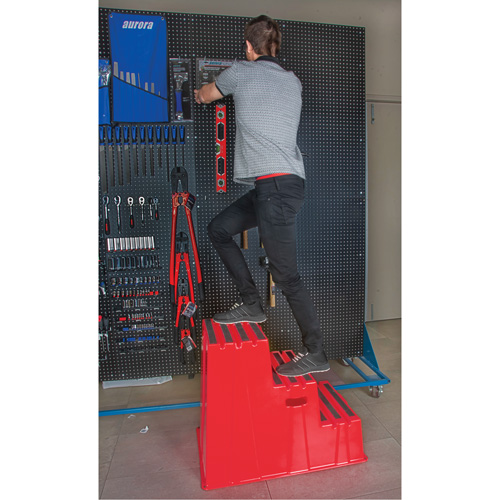 Industrial Step Stool, 3 Steps, 34-13/16" x 22-7/16" x 28-1/2" High D. Morneault & Fils