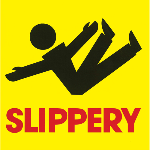 "Slippery" Traffic Cone Message Label, Adhesive, English with Pictogram D. Morneault & Fils