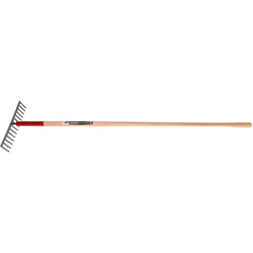 Level Rake, Wood Handle, 14-3/4" W, Tempered Steel Blade, 16 Tines D. Morneault & Fils
