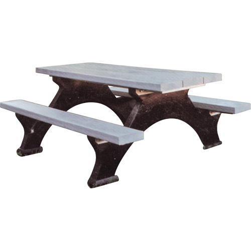 Recycled Plastic Picnic Tables, 6' L x 62-1/4" W, Grey D. Morneault & Fils