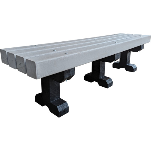 Banc de parc, Plastique recycl&eacute;, 72" lo x 17" la x 17" h, Gris D. Morneault & Fils