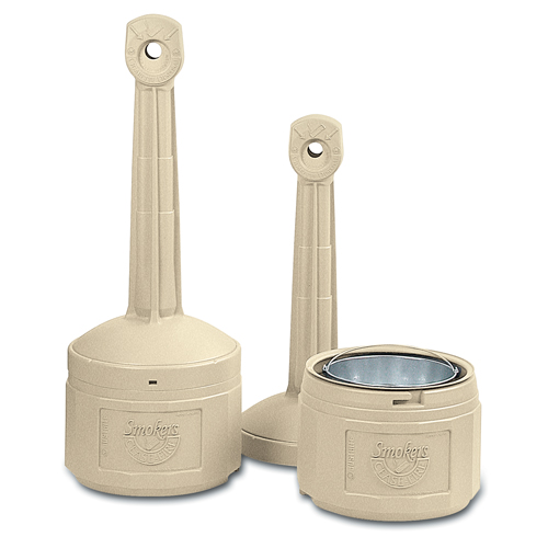 Smokers Cease-Fire&reg; Cigarette Butt Receptacle, Free-Standing, Plastic, 4 US gal. Capacity, 38-1/2" Height D. Morneault & Fils