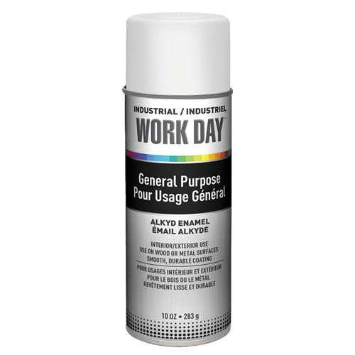 Industrial Work Day Paint, White, Very Flat, 10 oz., Aerosol Can D. Morneault & Fils