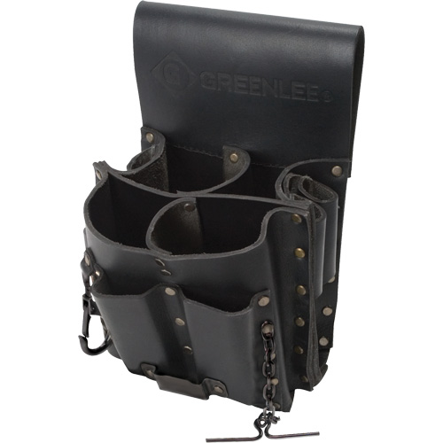 Tool Belt Pouch, Multiple Tool Holder, Leather, 8 Pockets D. Morneault & Fils