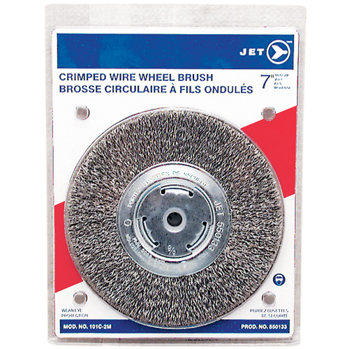 Crimped Wire Wheel, 7" Dia., 0.014" Fill, 1/2" - 2" Arbor D. Morneault & Fils