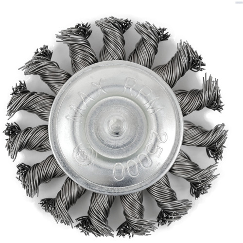 Brosse radiale &agrave; fils nou&eacute;s torsad&eacute;s mont&eacute; sur mandrin EKR275-20, 3", Fils ,02", Tige 1/4" D. Morneault & Fils