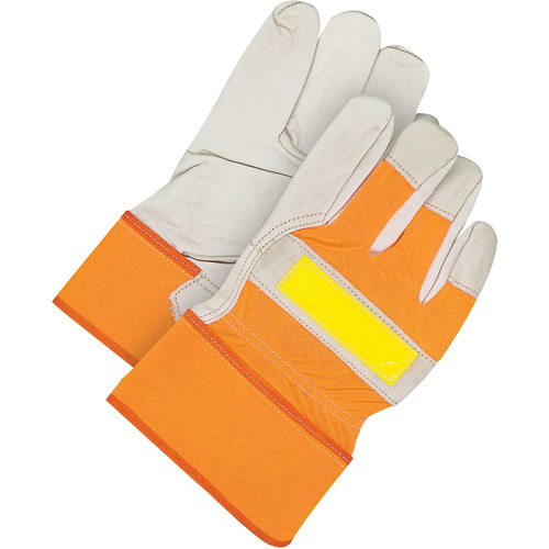 Classic High-Visibility Fitter Gloves, One Size, Grain Cowhide Palm, Fleece Inner Lining D. Morneault & Fils