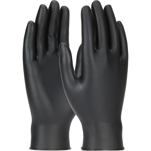 Grippaz Skins Ambidextrous Disposable Gloves, Large, Nitrile, 6-mil, Powder-Free, Black D. Morneault & Fils