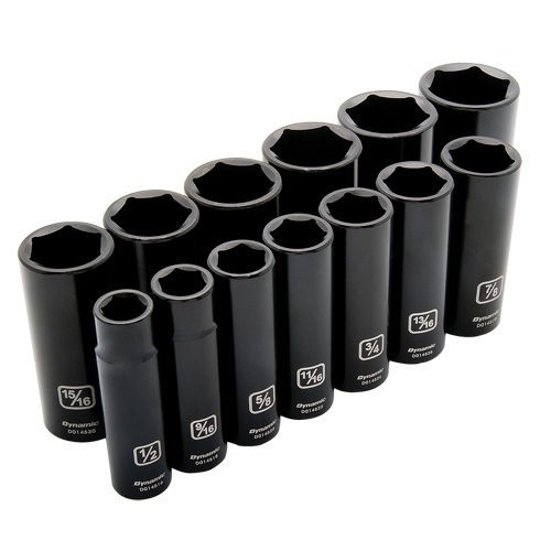 SAE Socket Set, 13 Pcs, Impact, 1/2" Drive Size, Deep D. Morneault & Fils