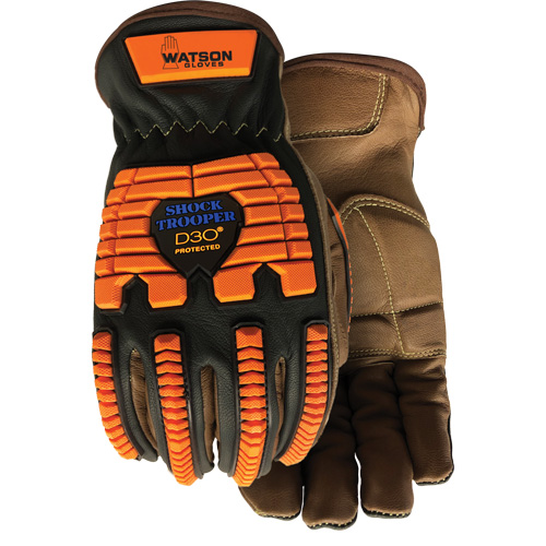 Gants antichocs Drill Sergeant, Grand, Paume en Cuir fleur, Poignet &agrave; enfiler D. Morneault & Fils