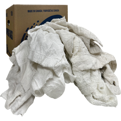 Wiper Rags Box, Terrycloth, White, 10 lbs. D. Morneault & Fils