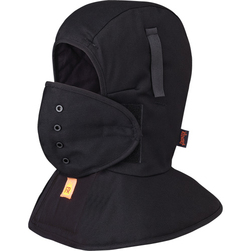 565A Flame Resistant Quilted Long Neck Hardhat Liner, Black, Cotton D. Morneault & Fils