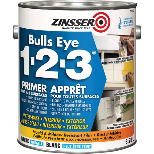 Appr&ecirc;t &agrave; base deau Bulls Eye 1-2-3, 3,78 L, Gallon, Blanc D. Morneault & Fils