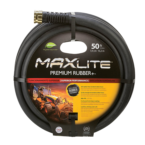 MAXLite Water Hose, Rubber, 3/4" dia. x 50' L D. Morneault & Fils