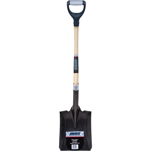 Heavy-Duty Square Shovel, Hardwood, Carbon Steel Blade, D-Grip Handle, 30" Long D. Morneault & Fils