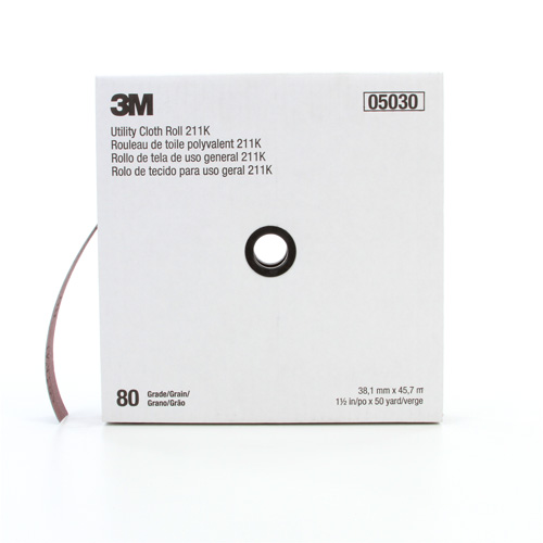 Rouleau de toile abrasive utilitaire 211K, Oxyde d'aluminium, 1-1/2" la x 150' lo, Grain 80 D. Morneault & Fils