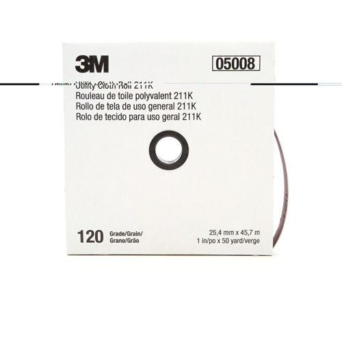 Rouleau de toile abrasive utilitaire 211K, Oxyde d'aluminium, 1" la x 150' lo, Grain 120 D. Morneault & Fils