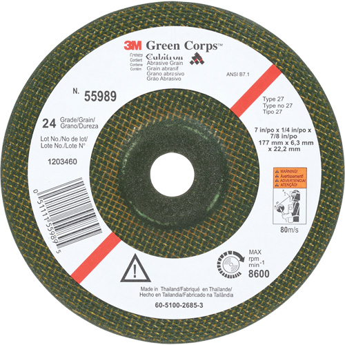 Meule flexible Green Corps, 7" x 1/4", Arbre 7/8", C&eacute;ramique, Type 1 D. Morneault & Fils