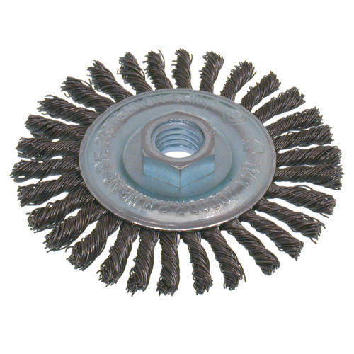 Economy High Speed Stringer Bead Knot Wire Wheel Brush, 6" Dia., 0.02" Fill, 5/8"-11 Arbor, Stainless Steel D. Morneault & Fils