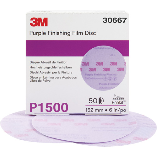 Disque de finition en pellicule violet Hookit, dia 6", Grain P1500, Oxyde d'aluminium D. Morneault & Fils