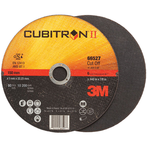 Cubitron II Cut-Off Wheel, 6" x 0.045"/0.05", 7/8" Arbor, Type 27, Ceramic, 10200 RPM D. Morneault & Fils