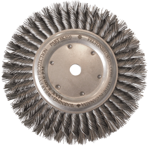 Wire Wheel Brushes, 8" Dia., 0.014" Fill, 5/8"-11 Arbor, Steel D. Morneault & Fils